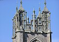 Intricate stonework at the top of St Mary's Church tower