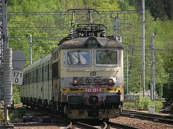 A train operated by České dráhy in the Czech Republic, July 2008
