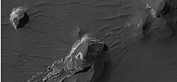 Butte in Arsinoes Chaos with some light-toned layers, as seen by HiRISE under HiWish program.