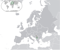 Map showing Kosovo in Serbia