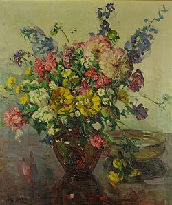 Marigold and Larkspur by Eva Theresa Bradshaw, 1937