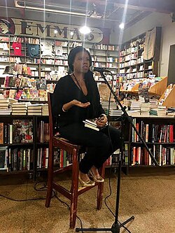 Elizabeth at Red Emma's book store in Baltimore