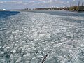 Winter-frozen Southern Bug in Mykolaiv