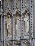 Rigid Early English statuary at Wells Cathedral