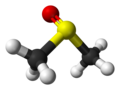 Stereo structural formula of dimethyl sulfoxide with an explicit electron pair and assorted dimensions