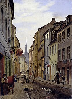 Parochialstraße with the crossing with Jüdenstraße, Parochialstrasse in Berlin, Eduard Gaertner, 1831