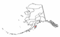 Map of Alaska showing the location of Raspberry Island.