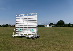 A colour photo of a cricket ground