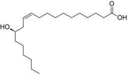 Stereo, skeletal formula of lesquerolic acid (Z,R)