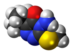 Space-filling model of the metribuzin molecule