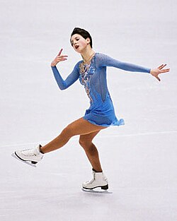 Irina Slutskaya competes in the women's short program at the 2002 Olympics