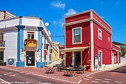 Iconic coloured street in Lagoa, Algarve