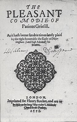 1603 title page of Patient Grisill
