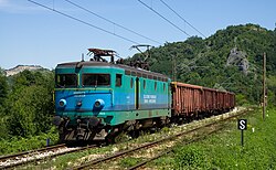 ŽBFH (former JŽ) class 441 with a freight train on the line from Doboj to Maglaj, at Jabucic Polje in 2009