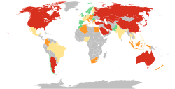 A world map showing countries according to their rating in the Climate Change Performance Index 2026