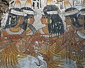 Egyptian women with braided hair and ornamental headdress,  circa 1350 BC