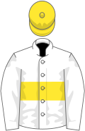 White, yellow hoop and cap