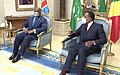Image 32President Félix Tshisekedi with the president of neighbouring Republic of the Congo Denis Sassou Nguesso in 2020; both wear face masks due to the COVID-19 pandemic. (from Democratic Republic of the Congo)