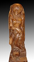 After Paul Gauguin, Oviri, carved wood, Paul Gauguin Cultural Center, Atuona, on Hiva ‘Oa, in the Marquesas Islands, French Polynesia