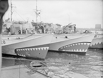Royal Navy Motor Torpedo Boats decorated with shark mouths, June 1944
