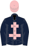 Dark blue, pink cross of lorraine and cap