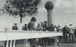 Construction workers at the expo site.