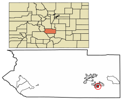 Location of the Town of Coal Creek in the Fremont County, Colorado.