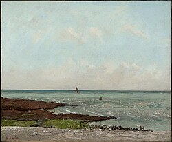 Laundresses at Low Tide, Étretat (1866 or 1869), oil on canvas, 21 3/8 × 25 7/8 in. (54.3 × 65.7 cm), Clark Art Institute