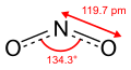 Skeletal formula of nitrogen dioxide with some measurementsEP
