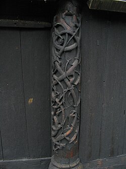 Corner column (from one of the earlier churches) on the north wall