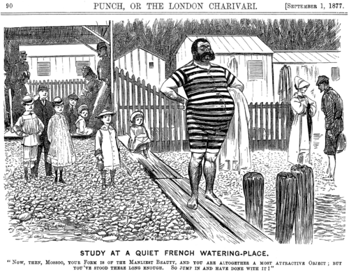 Study at a Quiet French Watering-Place at Sea bathing, by George du Maurier (restored by Adam Cuerden and Durova)