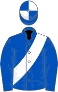 ROYAL BLUE, white sash, quartered cap
