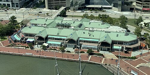 The Light Street Pavilion on August 3, 2024, as viewed from the Baltimore World Trade Center.