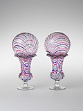 Vase with witch ball, blown glass, 1850–1875