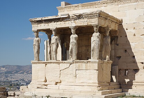 Ancient Greek caryatids of the Erechtheion, Greece, unknown architect, 421–405 BC