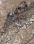 The swirls and curves of the previous courses of the  Songhua River in northeast China