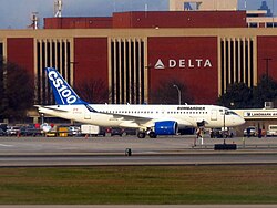 The Bombardier CS100 demonstrated for Delta Air Lines in Atlanta