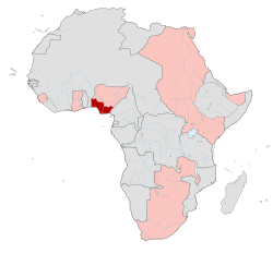 Southern Nigeria (red)British possessions in Africa (pink) 1913