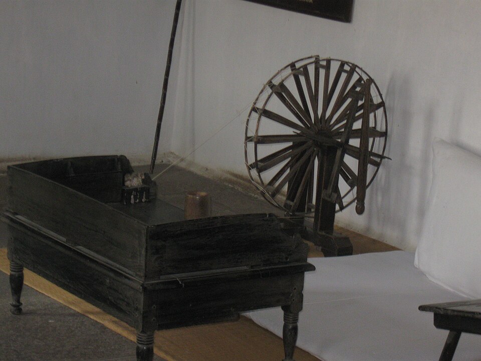 File:Gandhiji's Charkha and table.jpg