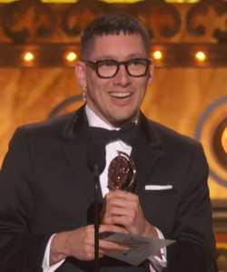 Tom Scutt with his Tony Award