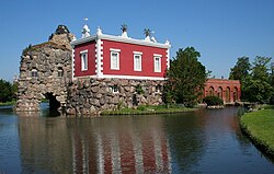 Felseninsel Stein and Villa Hamilton in Wörlitzer Park in Germany