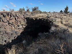The entrance to Skull Cave in Lava Beds National Monument