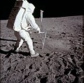Image 40Buzz Aldrin taking a core sample of the Moon during the Apollo 11 mission (from Space exploration)