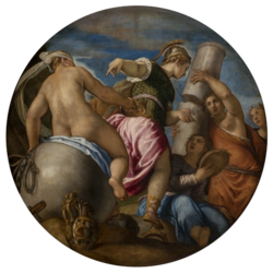  circular painting with multiple figures