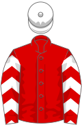 Red, white chevrons on sleeves, white cap