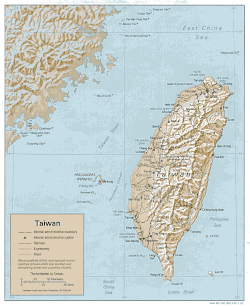 Relief map of Taiwan