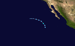 A track map of Tropical Storm Fausto