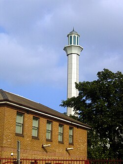 View of the Mosque's minaret from the A24 London Road (2006)
