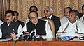 Dinesh Trivedi interacting with the media persons after presentation of the Railway Budget of 2012-13, in New Delhi.