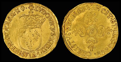 1641 gold écu, minted in the reign of Louis XIII